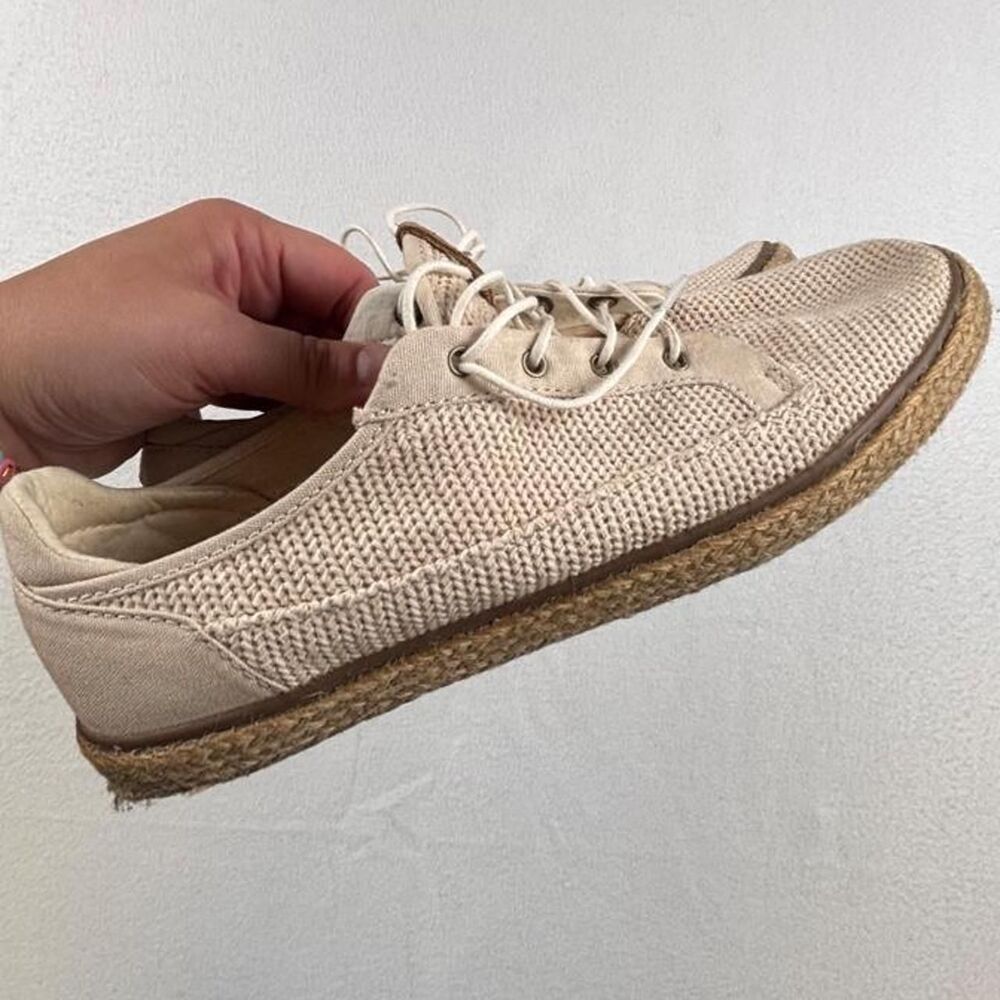 Reef Cream Knit Lace-Up Sneakers Women's Size 9 Espadrille Cork Sole